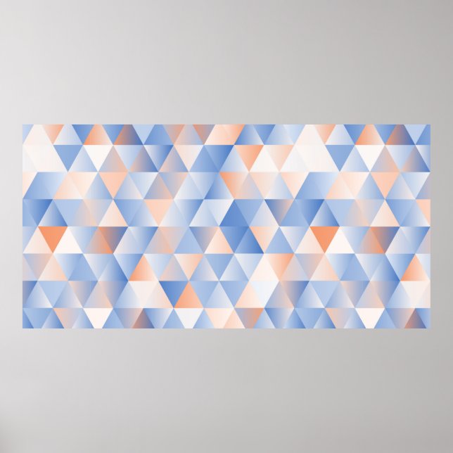triangles seamless pattern in soft blue and orange poster (Front)