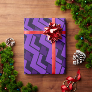 Triangles Violet Black Minimal Pattern Wrapping Paper
