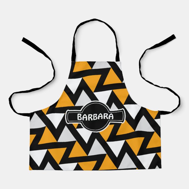 Triangles Yellow Black Minimal Pattern Apron (Front)