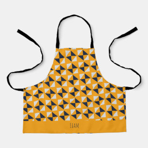 Triangles Yellow Blue Minimal Pattern Apron