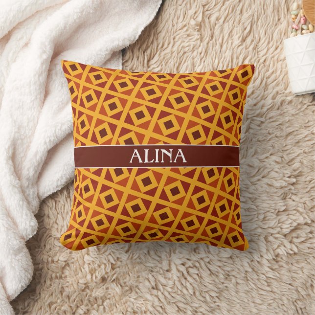 Triangles Yellow Brown Minimal Pattern Cushion (Blanket)