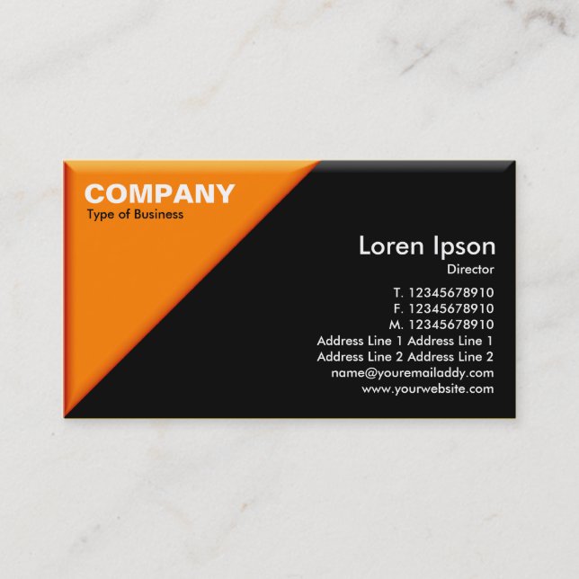 Triangular Corner - 3d Effect - Orange and Black Business Card (Front)