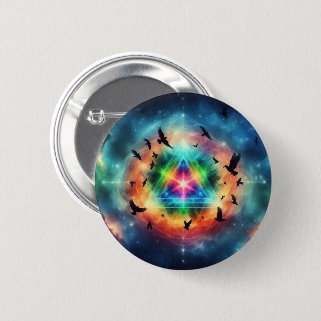 Triangular Cosmic Energy 6 Cm Round Badge (Front & Back)