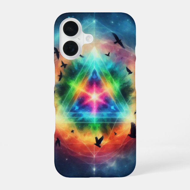 Triangular Cosmic Energy iPhone 16 Case (Back)