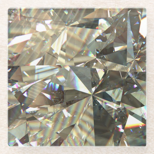 Triangular diamond shapes: layered texture. glass coaster (Front)
