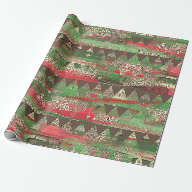 Triangular Festive Abstract Wrapping Paper (Unrolled)