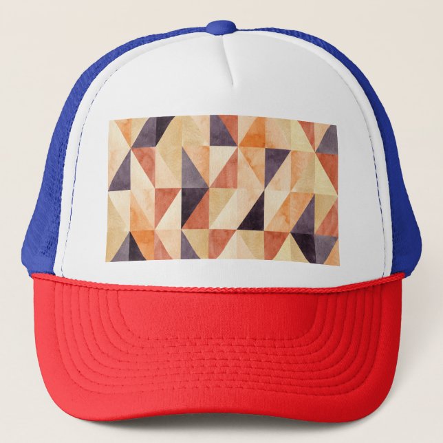 Triangular Mosaic Watercolor Earthy Pattern Trucker Hat (Front)