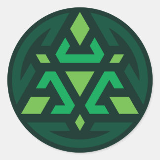 Triangular Shield Vector T7 - Green Classic Round Sticker