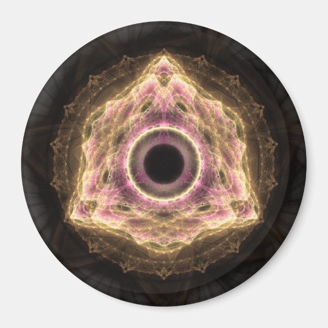 Triangular symbolic fractal ornament magnet (Front)