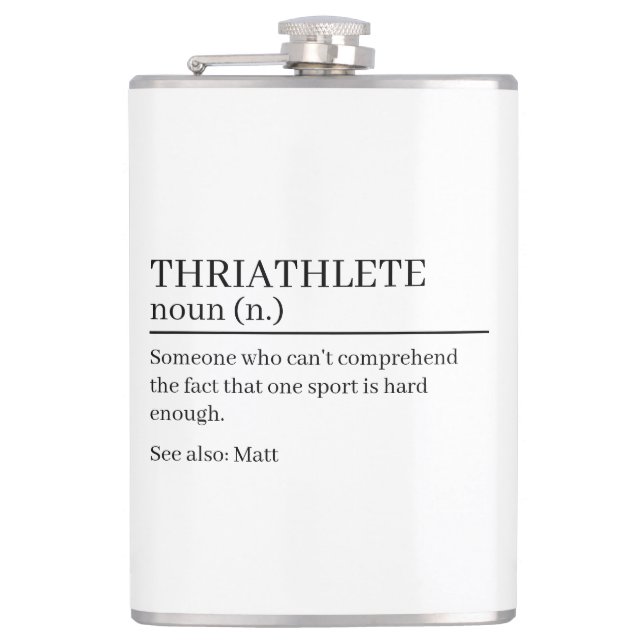 Triathlete definition gift, name definition flask, hip flask (Front)