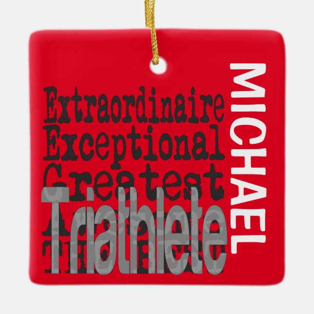 Triathlete Extraordinaire CUSTOM Ceramic Ornament (Front)