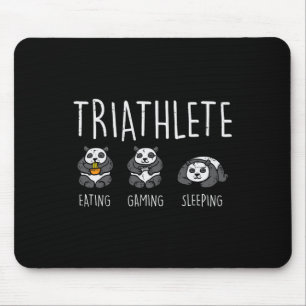 Triathlete Panda Eating Gaming Sleeping Cute Gamer Mouse Pad