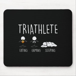 Triathlete Stickman Eat Video Game Sleep Funny Gam Mouse Pad