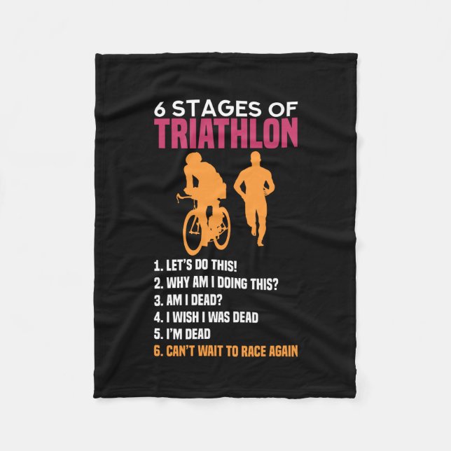 Triathlon - 6 Stages Of Triathlon Fleece Blanket (Front)