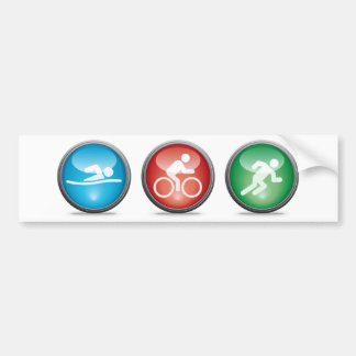 Triathlon Bumpersticker: SWIM, CYCLE, RUN Bumper Sticker