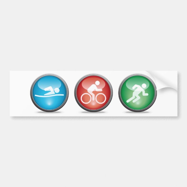 Triathlon Bumpersticker:  SWIM, CYCLE, RUN Bumper Sticker (Front)
