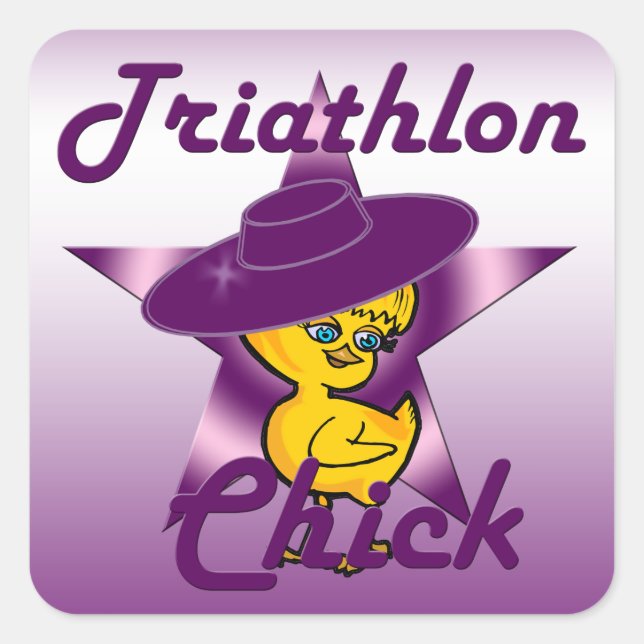 Triathlon Chick #9 Square Sticker (Front)