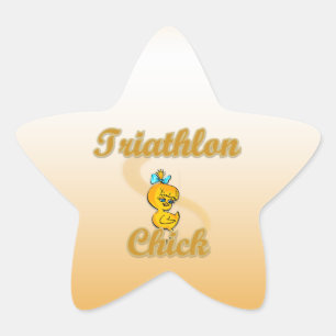 Triathlon Chick Star Sticker