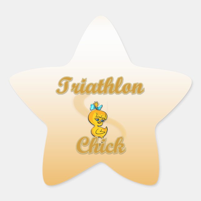 Triathlon Chick Star Sticker (Front)