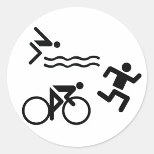 triathlon circle icon classic round sticker