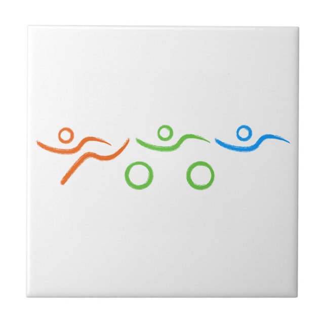 Triathlon cool and unique design ceramic tile (Front)