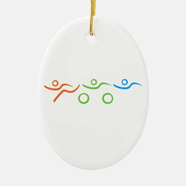 Triathlon cool and unique design ceramic tree decoration (Front)