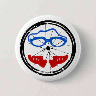 Triathlon cool artistic logo 6 cm round badge