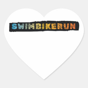 Triathlon Cool Design Heart Sticker