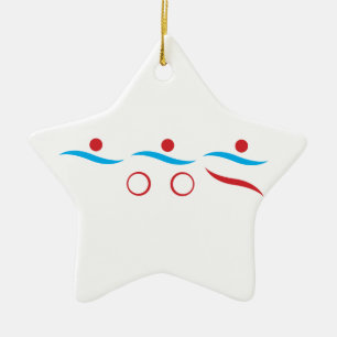 Triathlon cool logo illustration ceramic ornament