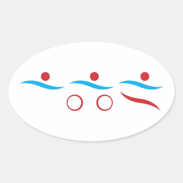 Triathlon cool logo illustration oval sticker (Front)