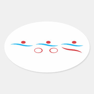 Triathlon cool logo illustration oval sticker