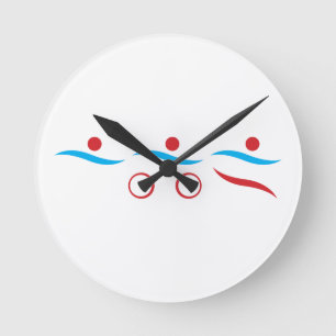 Triathlon cool logo illustration round clock