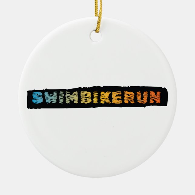 Triathlon design ceramic ornament (Front)