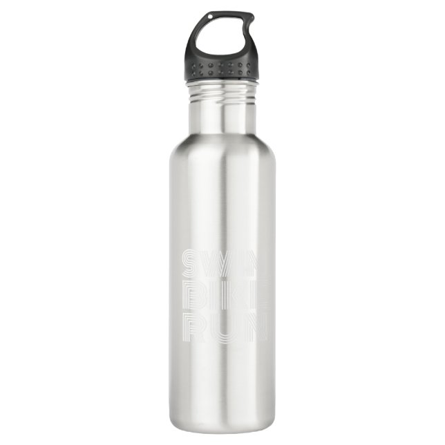 Triathlon design White on black 710 Ml Water Bottle (Front)
