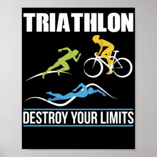 Triathlon Destroy Your Limits Run Bike Swim Poster