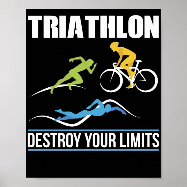 Triathlon Destroy Your Limits Run Bike Swim Poster (Front)