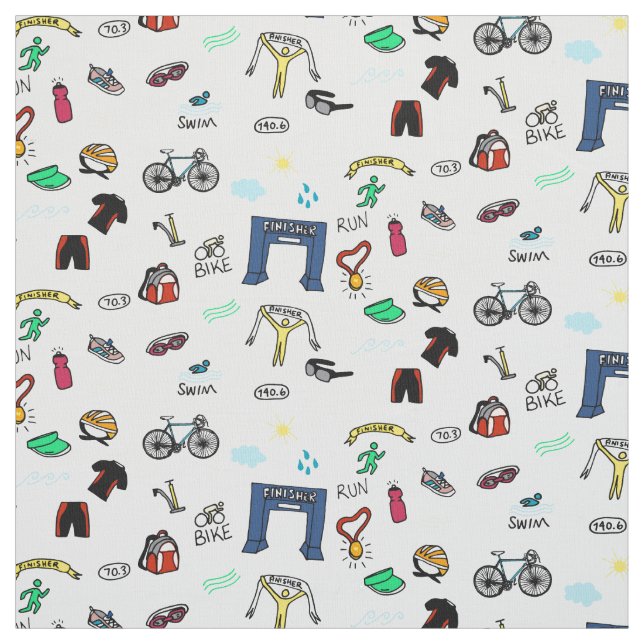 Triathlon Doodles Fabric (Swatch)