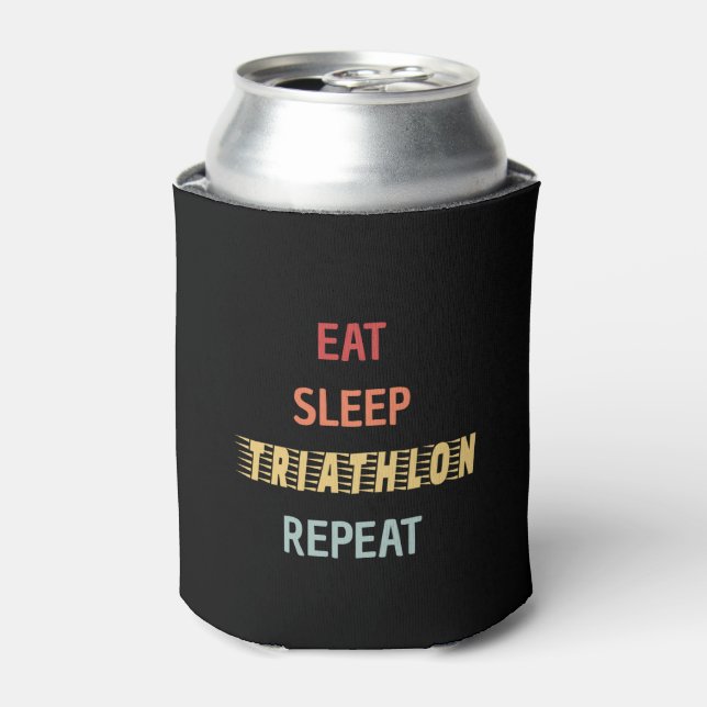 Triathlon - Eat Sleep Triathlon Repeat Can Cooler (Can Front)