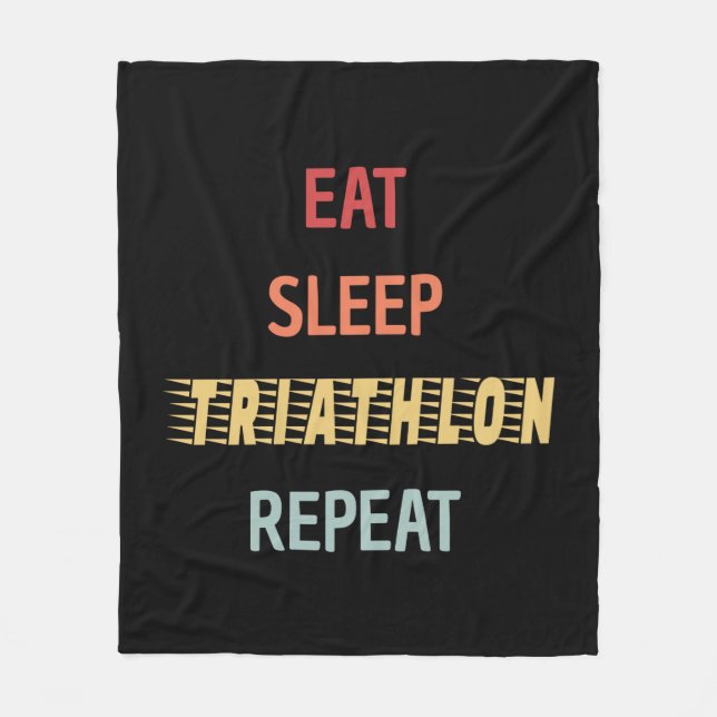 Triathlon - Eat Sleep Triathlon Repeat Fleece Blanket (Front)
