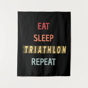 Triathlon - Eat Sleep Triathlon Repeat Tapestry