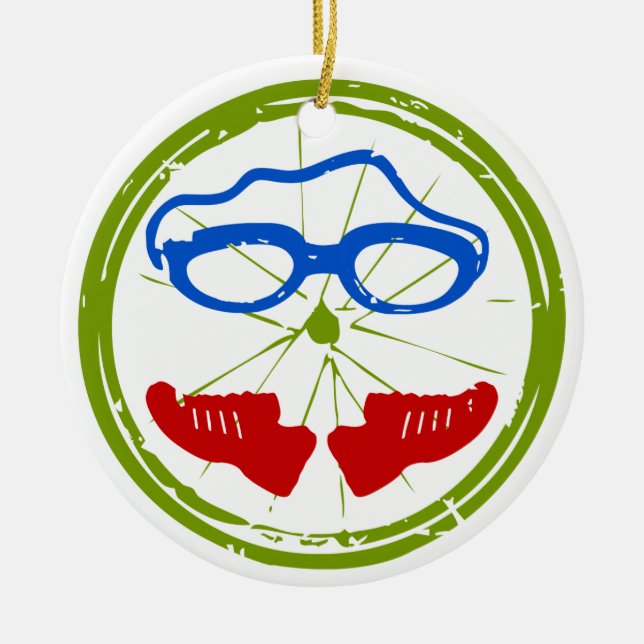 Triathlon Face Ceramic Tree Decoration (Front)
