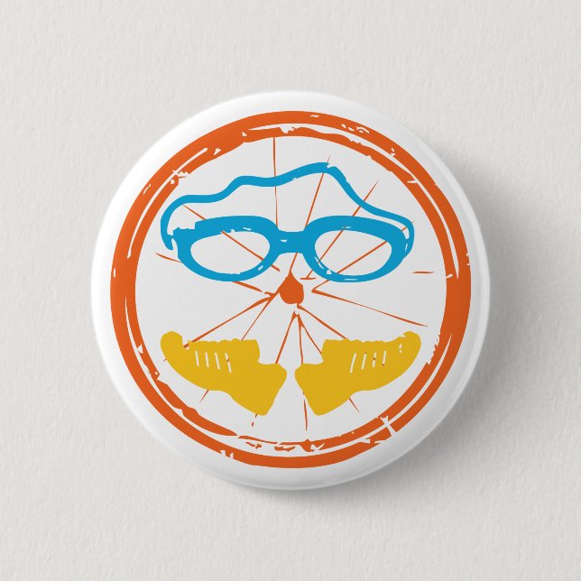 Triathlon fun design 6 cm round badge (Front)