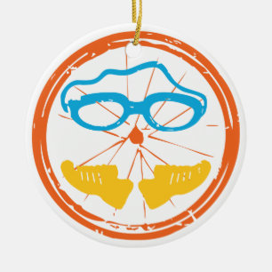 Triathlon fun design ceramic tree decoration