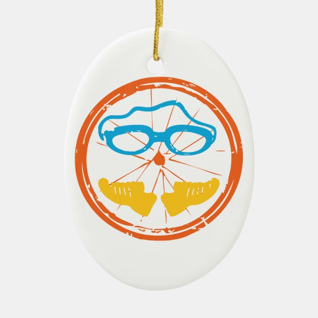Triathlon fun design ceramic tree decoration (Front)