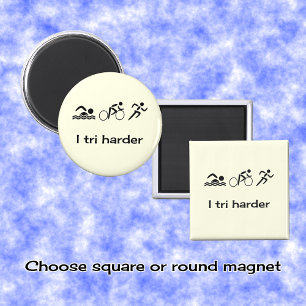 Triathlon funny pictogram caption magnet