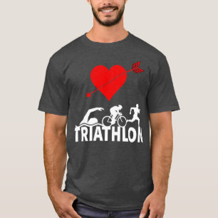 Triathlon Heart Heartbeat Triathlete Run Swim Bike T-Shirt
