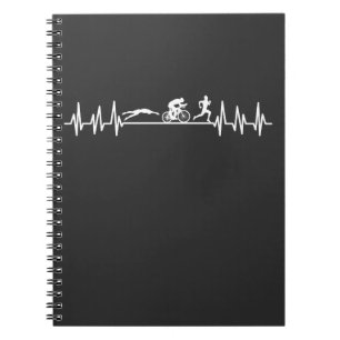 Triathlon heartbeat Sportman Bike Swim Run Athlet Notebook