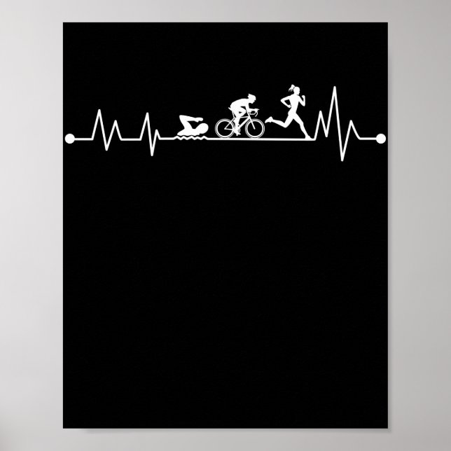 TRIATHLON HEARTBEAT T SHIRT POSTER (Front)