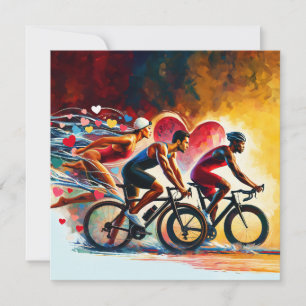 Triathlon Inspired Art for Athletes, Valentine Holiday Card
