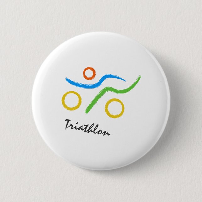 Triathlon logo 6 cm round badge (Front)